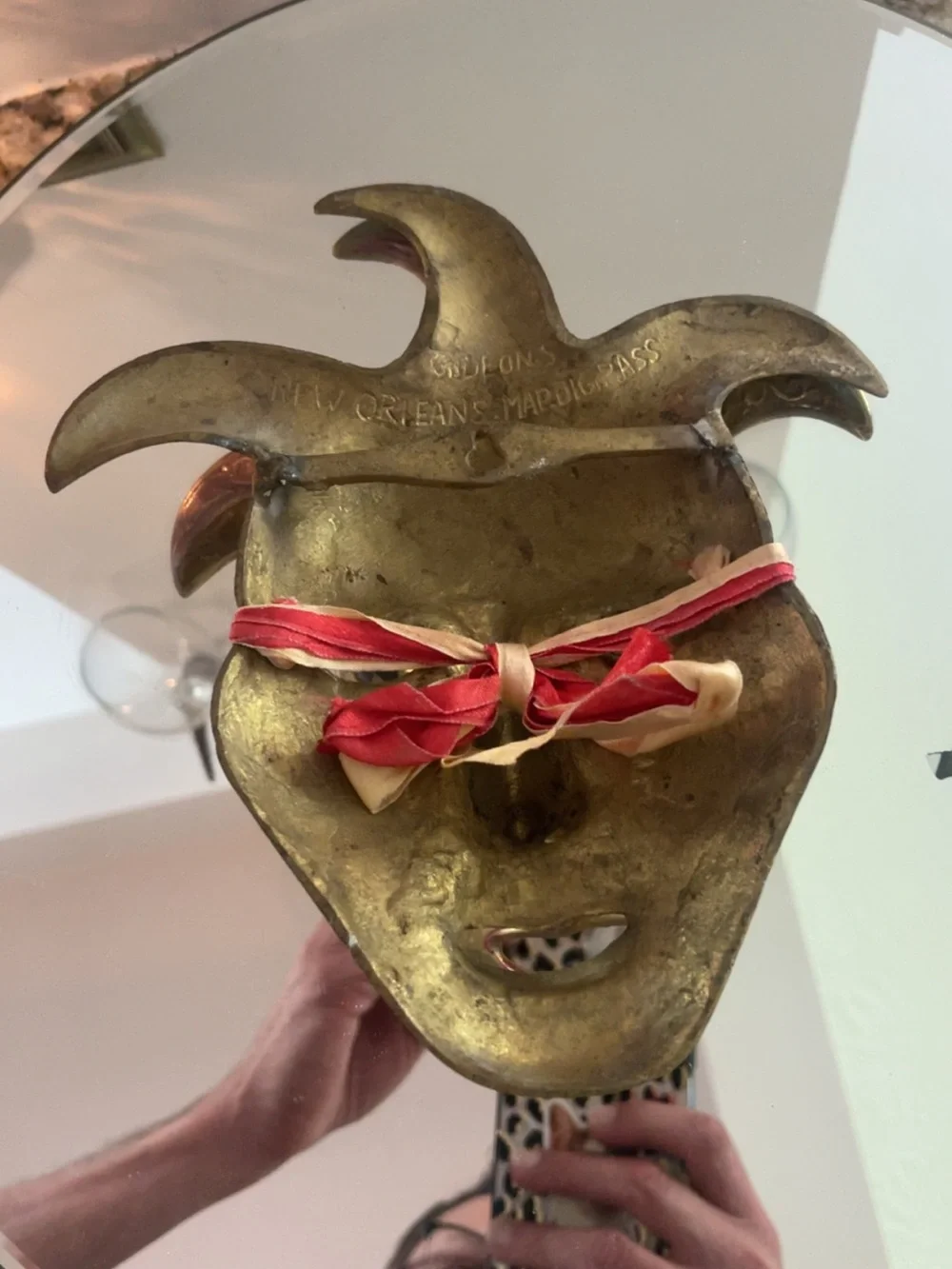 1970s Vintage Brass Jester or Carnival Mask